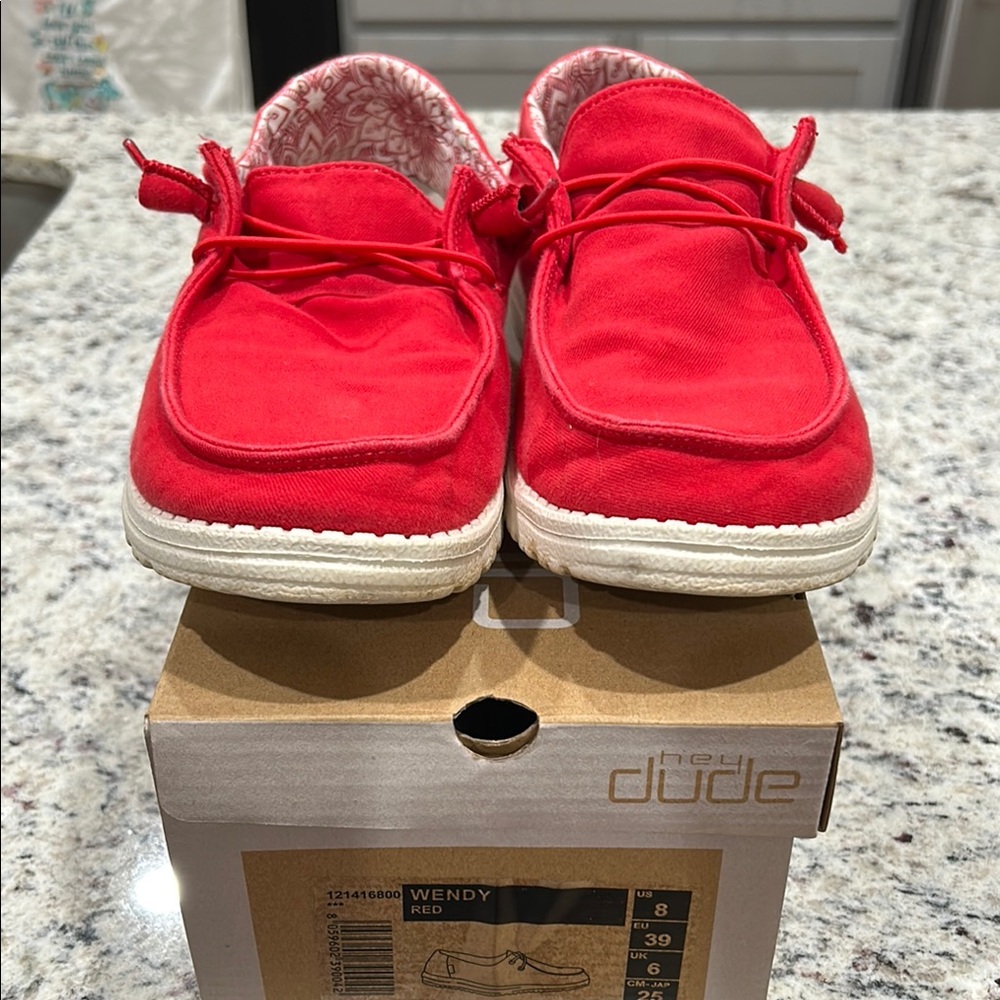 Hey Dude Wendy Bright Red Loafers